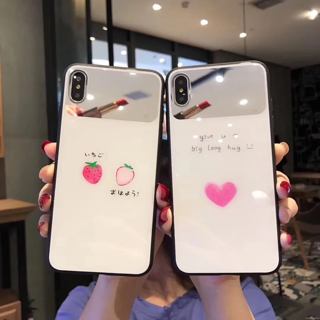 Tempered Glass Shell Case for Apple iPhone 6 6s 7 8 Plus Make-up Mirror Shockproof Cover X XS XR Max |