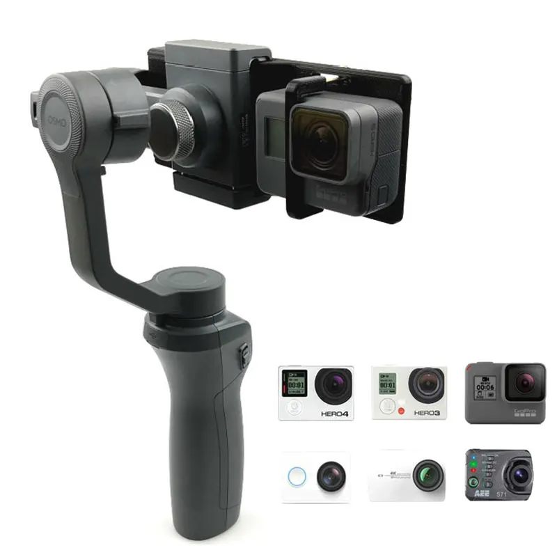 For OSMO Mobile 1/2 Mounting Adapter for Gopro Hero 6/5/4/3 Xiaoyi 1/2
