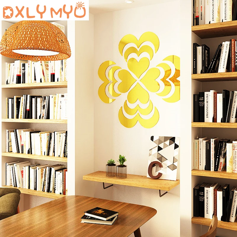 

Decorative Wall Stickers Romantic Heart-shaped Flower Mirror Sticker Living Room TV Sofa Background Wall Decor Home Decoration