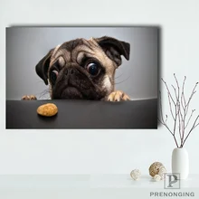 Холст постер из шелковой ткани Забавный милый мопс собаки Плакат на заказ домашний Декор без рамы модный плакат#190114#23