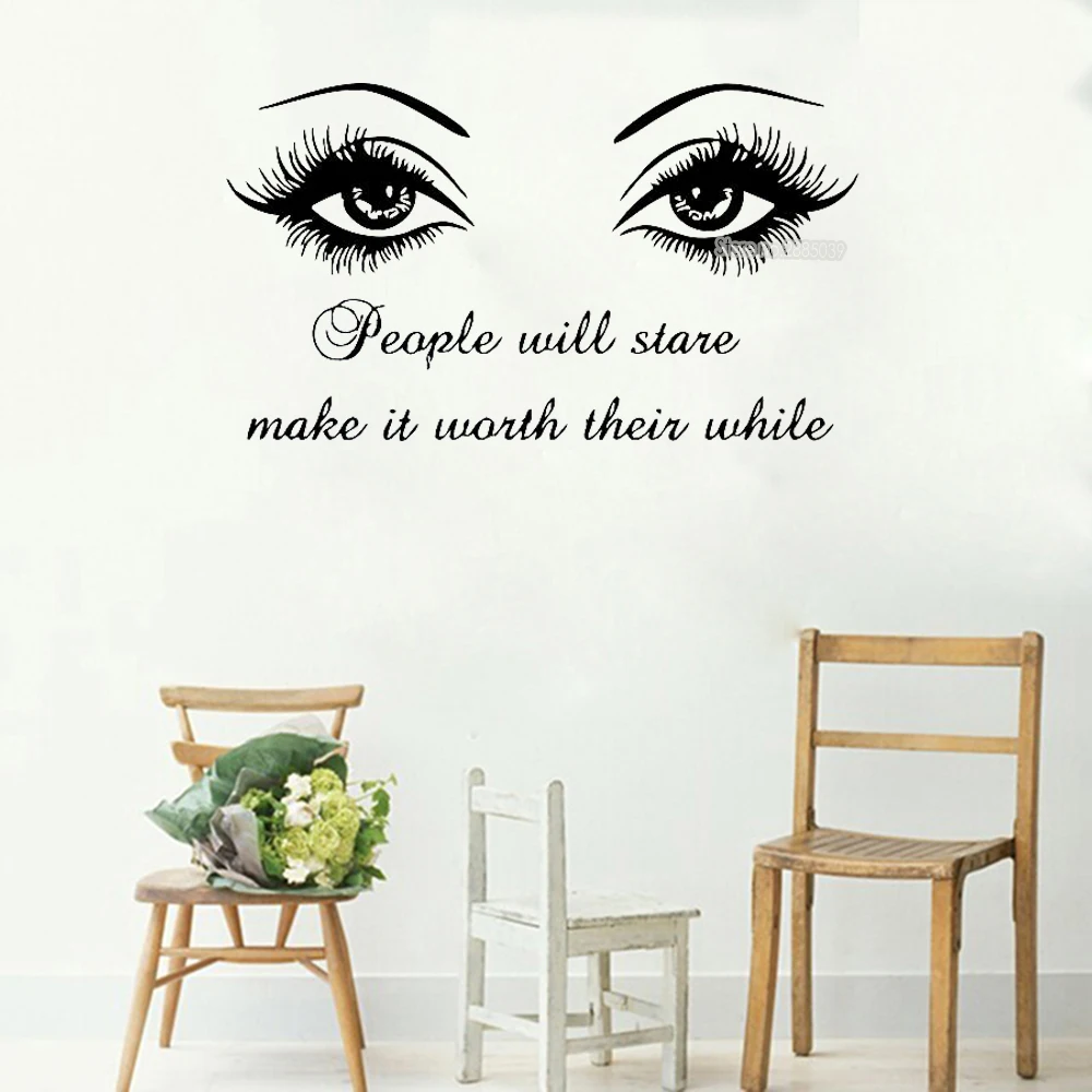 Wall Decal Black Eye Eyelashes Vinyl Stickers Lashes Eyebrows Brows