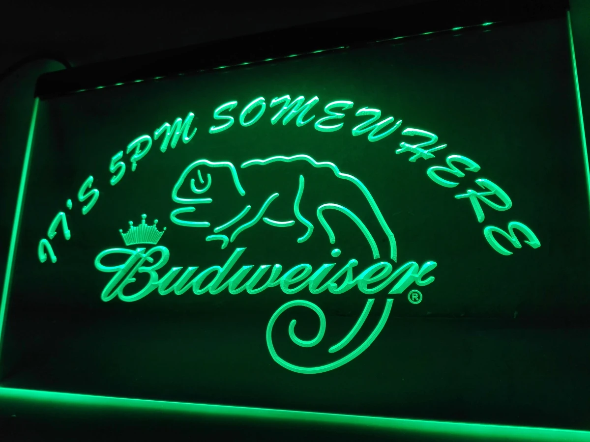 LA443 It's 5 неоновая вывеска в виде ящерицы Budweiser украшение для дома|Таблички и