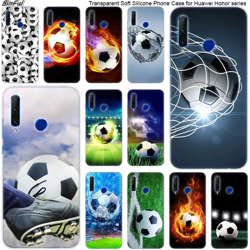 

Hot Football Soccer Ball Silicone Phone Case for Huawei Honor 20 20i 10 9 8 Lite 8X 8C 8A 8S 7S 7A Pro View 20 Fashion Cover