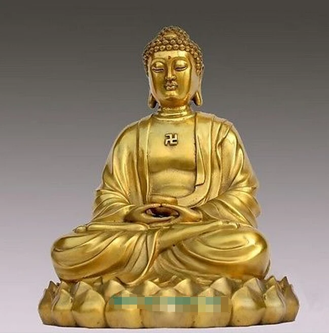 Большая красивая бронзовая медная Шакьямуни Gautama Статуэтка Будда Амитабха