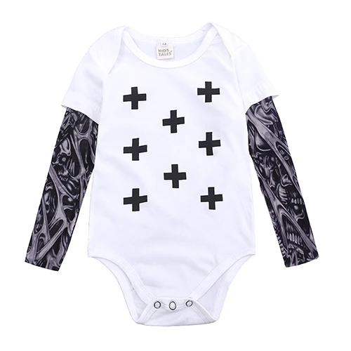 Baby Rompers Tattoo Sleeves Rock Baby Boy Romper Christmas Infant Girls Jumpsuit Long Sleeves Baby Print Clothes Cute Jumpsuit Baby Bodysuits are cool Baby Rompers
