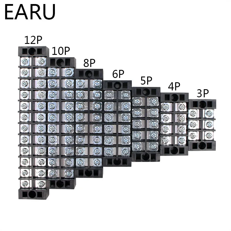 1 шт. 25A 600 в двухрядный барьер винтовой терминал блокировочный провод разъем TB серии 3 4 5 6 8 10 12 позиций пути с фабрики