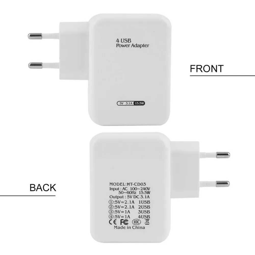 5 в 3.1A 4 порта AC стены дома Путешествия Универсальный Micro USB зарядное устройство адаптер концентратор для samsung для iPhone VAY84 P18 0,4 ЕС разъем