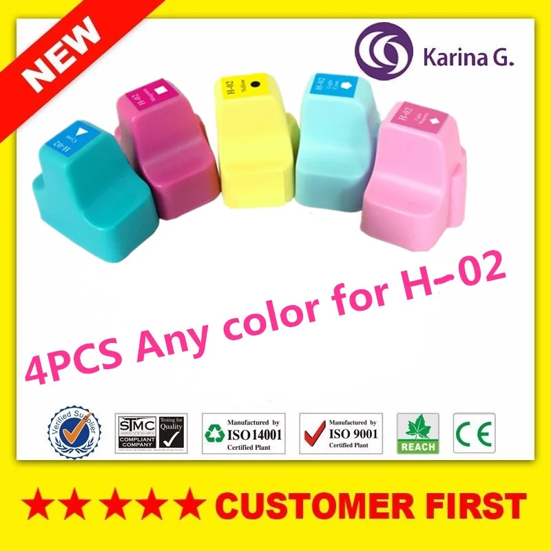 4PCS Any color Compatible ink cartridge for HP02 suit for HP Photosmart C5180,C5185,C6150,C6180