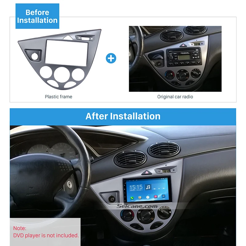 Seicane 2Din Автомобильная стереосистема Fascia DVD Радио рамка панель для 2006 Ford Fiesta Focus
