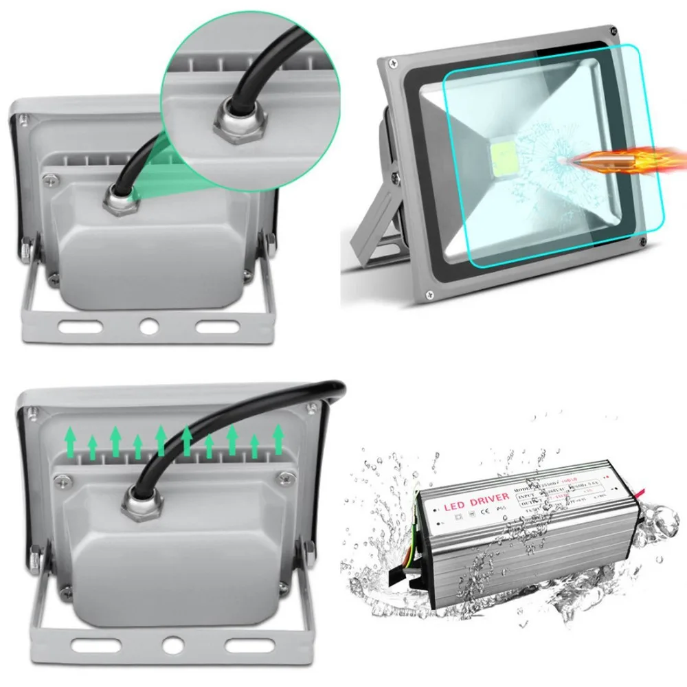Led Flood Lamps RGB Ip65 Waterproof Floodlights Tree Lights Garden Yard Path Lamp 10W 20W 30W 50W 220V with Remote Controller