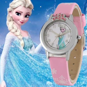 

Watch for Kids Children Animated Film Princess Girls Watches Rhinestone Leather Band 2018 New Fashion Christmas Gifts