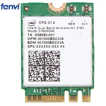 Двухдиапазонная беспроводная сетевая карта ac3160 NGFF Wifi 3160NGW для Intel 3160 433 Мбит/с 802.11ac Wi-Fi+ Bluetooth 4,0 для ноутбука