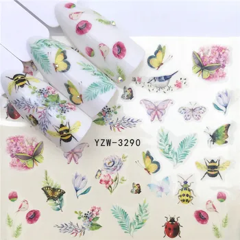 

1pcs Nail Stickers Water Transfer Sticker Cartoon Flamingo Nordic Plant Designs Nail Art Slider Manicure Decoration