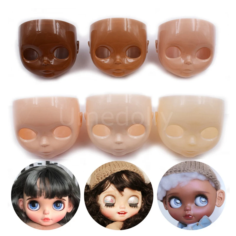 

6 Colors Skin DIY No Makeup Faceplate Backplate Head Screws Set for 1/6 RBL Neo Blyth Doll Faceplate Changing Face Shell