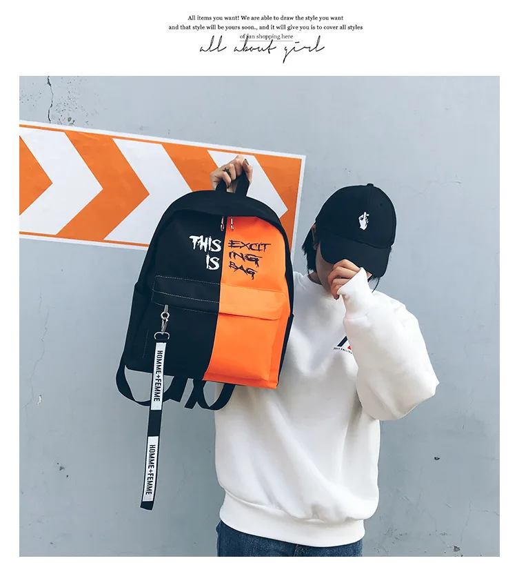 Harajuku Ulzzang, тканевый рюкзак в стиле хип-хоп, мужской/женский рюкзак для путешествий, стильный рюкзак для школьников, сумка для мужчин/wo мужчин