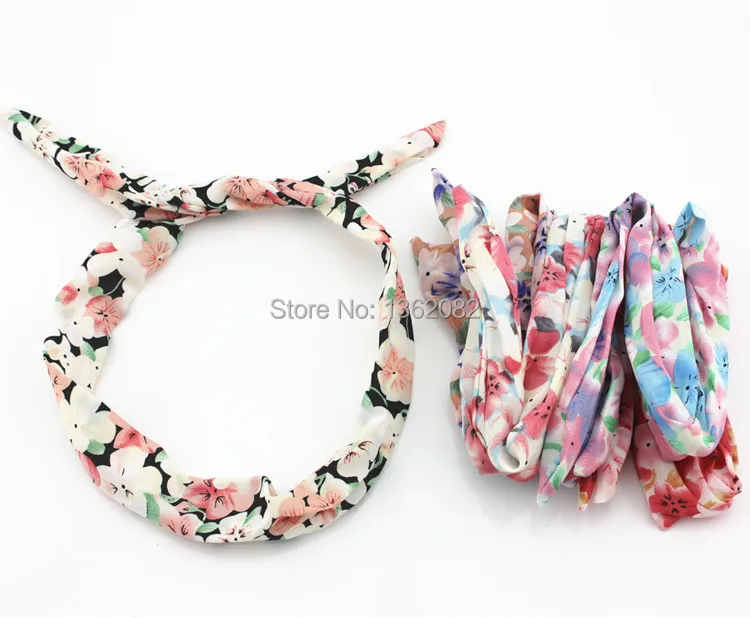 

Girl Women's Bohemian Floral Rabbit Bunny Ear Hair Band Soft Wire Headband Party Headwear Scarf MF50