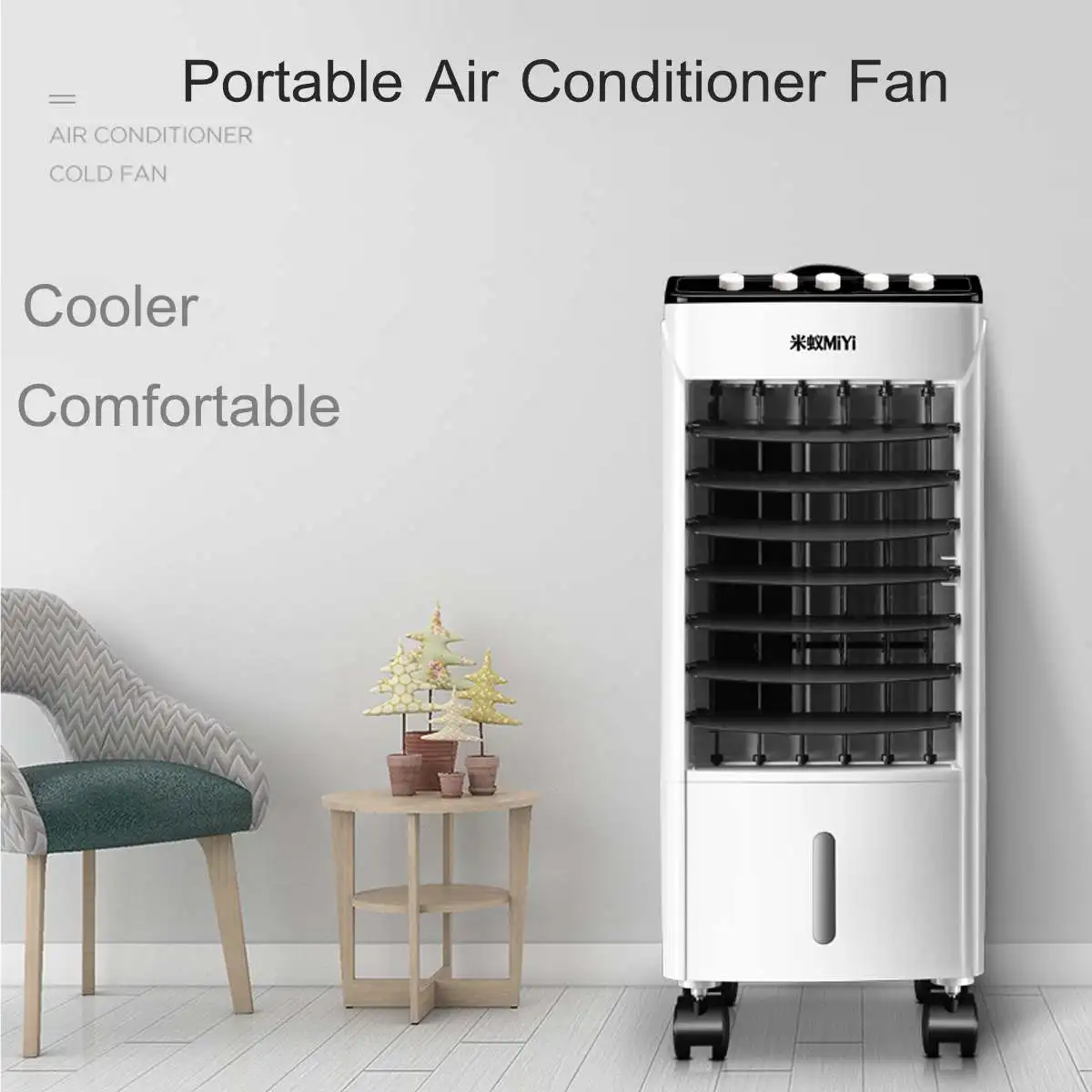 

Rice ant mechanical double tank home mobile air conditioning fan air-conditioning fan with 6 ice crystal