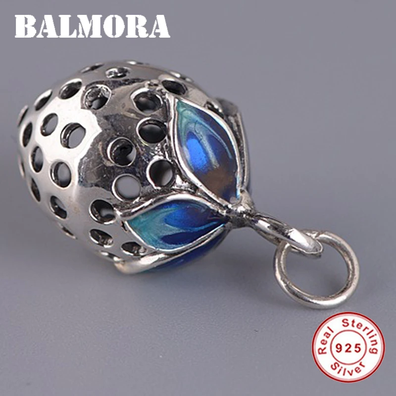

BALMORA 925 Sterling Silver Enameling Strawberry Pendant for Women Lover Fashion Jewelry Accessories Without a Chain SY12204