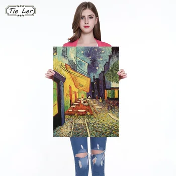

Classic Oil Painting Van Gogh Cafe Kraft Paper Poster Home Decoration Wall Sticker Old Painting 36 X 47cm