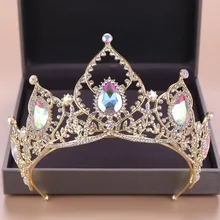 DIEZI барокко роскошные свадебные AB кристаллические коронки диадема невесты Золотая повязка свадебная диадема queen корона принцессы аксессуары для волос