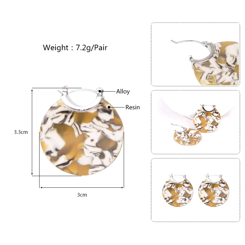 GuanLong Trendy Long Round Resin Earring for Women Big Circle Geometric Colorful Acrylic Metal Earrings For Girl Fashion Jewelry (6)