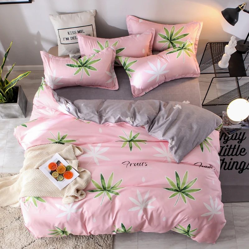 buy BEST.WENSD Sweet Style plant Home Bedding Sets Comforter bed cover 3 4pcs Twin Full Queen Super King Princess bedding duvet set