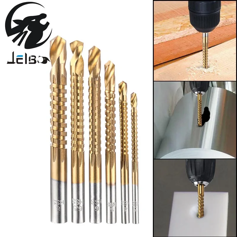 Jelbo Countersink Drill Bit 6Pcs Drill Power Tools Speed Out Metal Titanium Coated HSS Twist Drill Bits Set Saw Metal Drilling Jelbo Countersink Drill Bit 6Pcs Drill Power Tools Speed Out Metal Titanium Coated HSS Twist Drill Bits Set Saw Metal Drilling