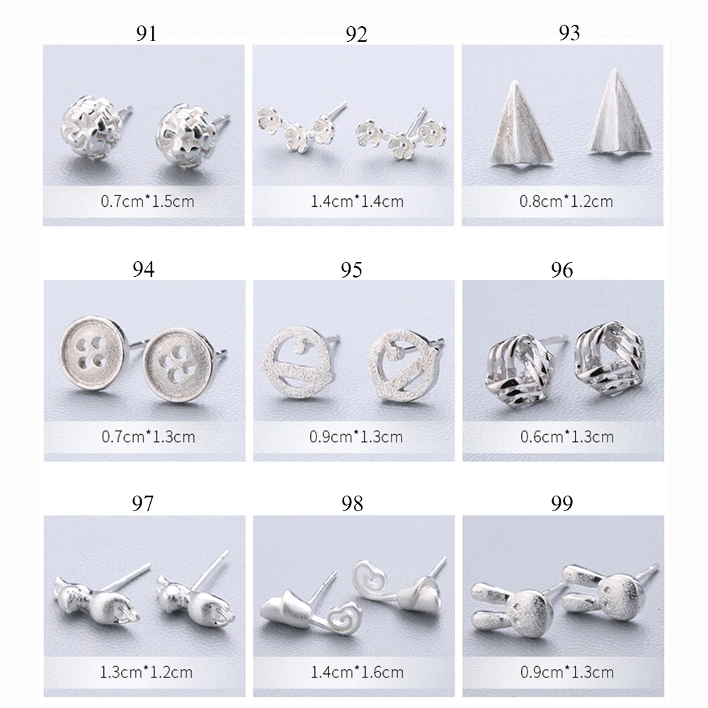 XIYANIKE 925 пробы серебряные ушные иглы Простые Модные серьги-гвоздики в виде геометрических фигур индивидуальные утонченные серьги для женщин Подарки 1-18