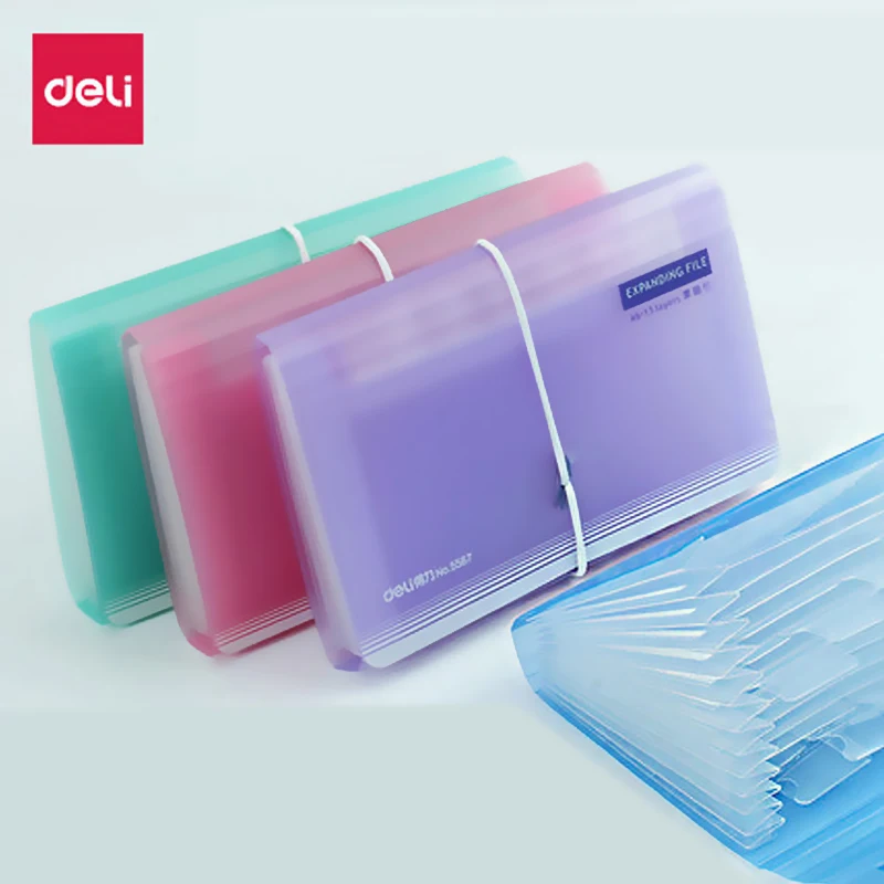 

Deli 1pcs invoice receipt classification folder portable multi-layer student accordion female file package expanding wallet 5567