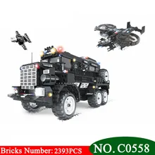 C0558 2393 шт. SWAT серии Riot бронированный автомобиль строительные блоки набор мальчиков DIY Кирпичи игрушки для детей обучение отличный подарок