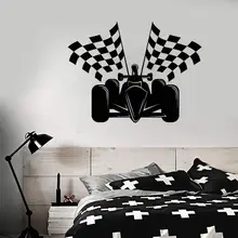 Auto Racing Formula 1 Car Racing Flags Wall Stickers Home Decor Vinyl Racing Theme Wall Stickers For Kids Room Boys BedroomZW371 vinyl wall stickers formula one racing sports car enthusiasts youth room shool dormitory home decoration wall decal 2ce15
