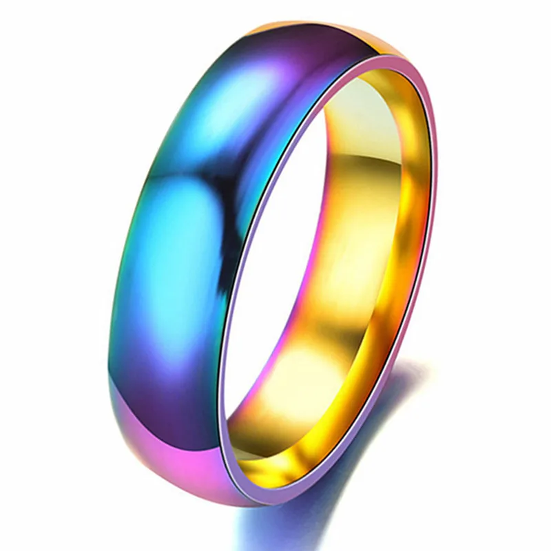 Переливающиеся кольца. Кольцо градиент. Steel. Rainbow ring blue. Кольцо настроения цвета.