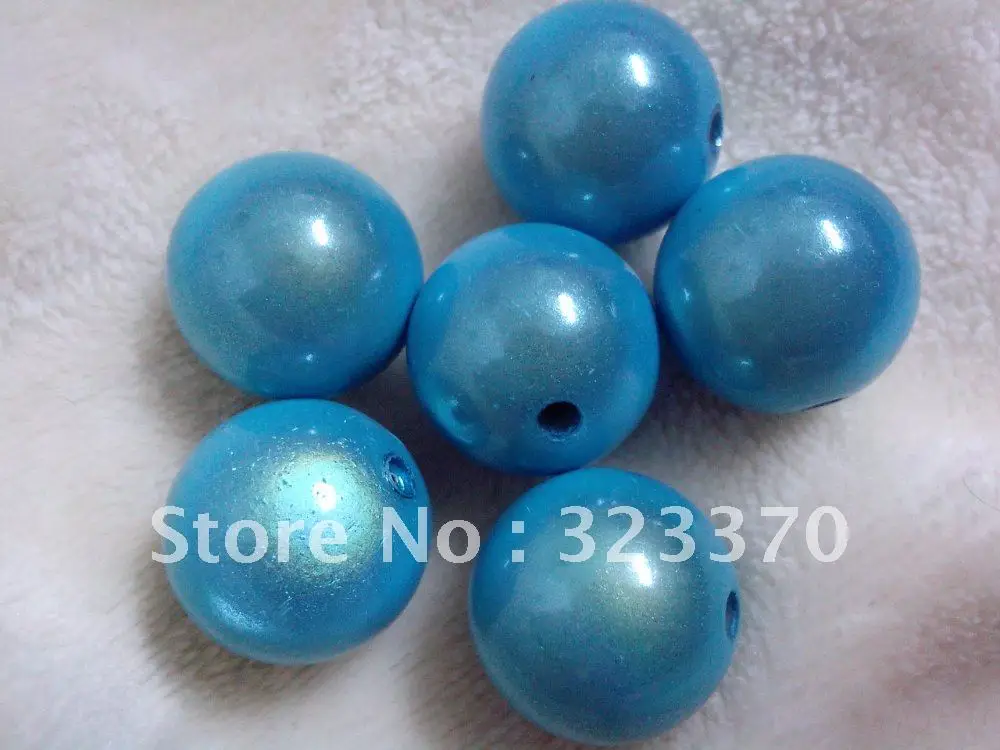 Cheapest! AAA Quality Shinny 25mm 60pcs A lot turquoise Color Acrylic Chunky Miracle Beads for Wholesales Jewelry Accessory | Украшения и