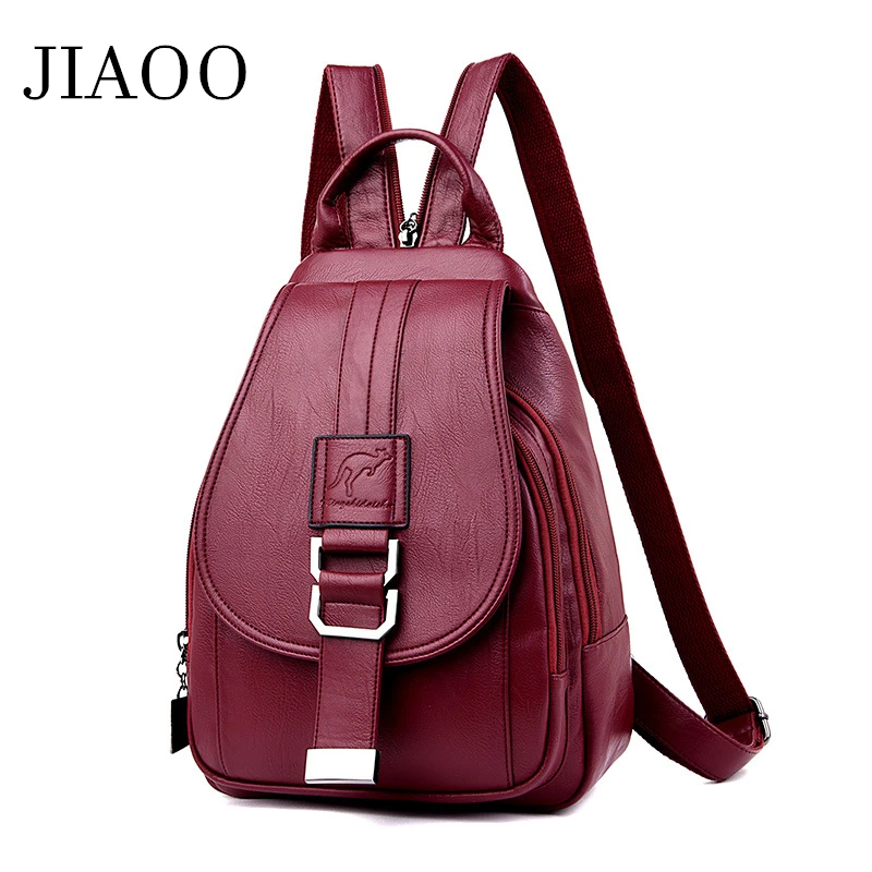 

JIAOO women leather backpack fashion backpack school bags for teenage girls waterproof female backpacks women bagpack mochila