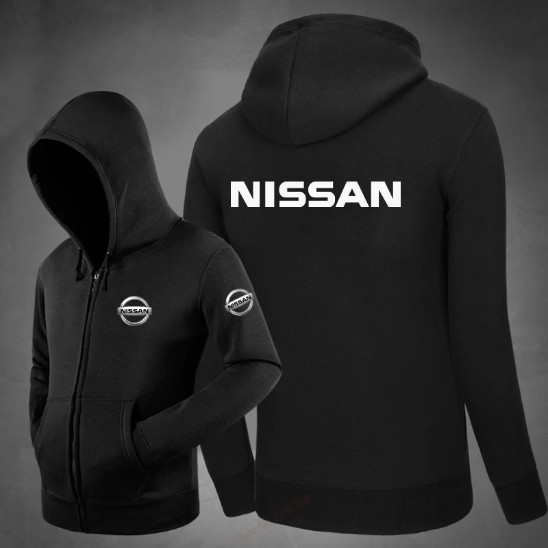 Зимняя толстовка с капюшоном на молнии для nissan мужские повседневные куртки