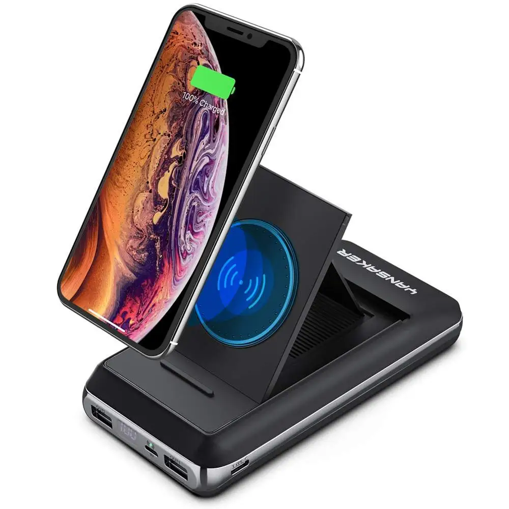 

Wireless Power Bank 20000mAh Portable Charger Quick Charge Type C Folding Stand Qi Output External Battery for Xiaomi Powerbank