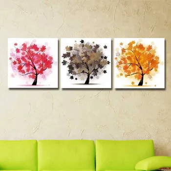 

Frameless Abstract modern colorful trees landscape Oil Paintings on Canvas 3pcs home Decor Wall Art pictures for living room