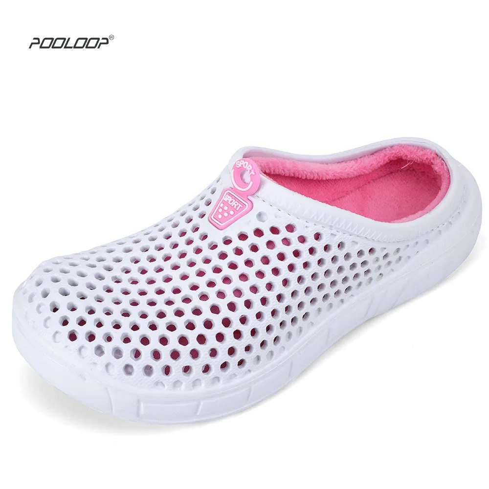 pink crocs with fur