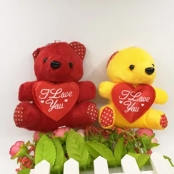 

5 colors For 10Pcs Gift 10CM pp cotton kid toys plush doll mini small teddy bear flower bouquets bear for wedding home doll