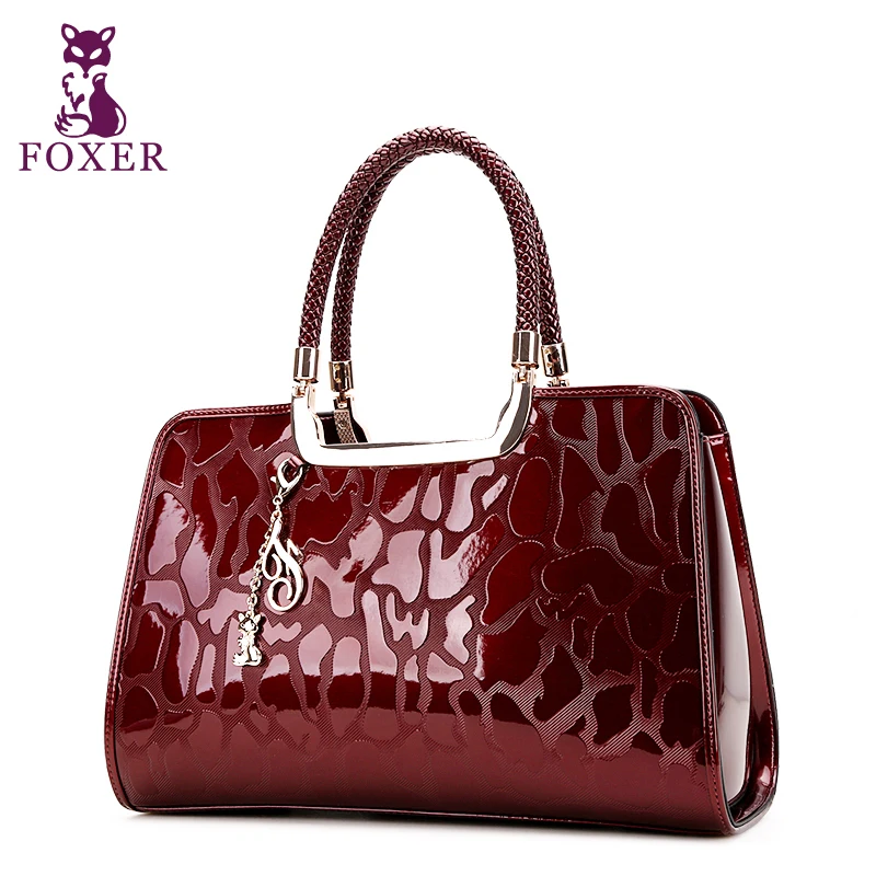 FOXER women leather handbags Luxury 2018 designer brand tote ladies vintage wristlets evening ...