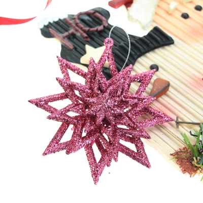 1 шт золотой порошок пятислойные многоугольные звезды рождественские украшения Рождественская елка подарок украшения DIY вечерние аксессуары для производства - Color: PINK