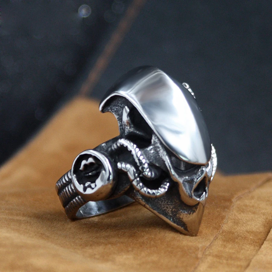 Крутые кольца Alien из титановой стали ювелирные изделия в стиле панк кольцо с