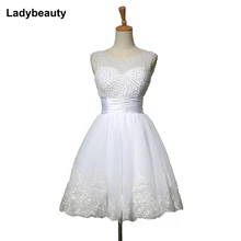 Ladybeauty 2017 короткие белые торжественные платья невесты сексуальный свадебное кружевное платье свадебное платье плюс размер цвета слоновой кости Vestido De Noiva Курто