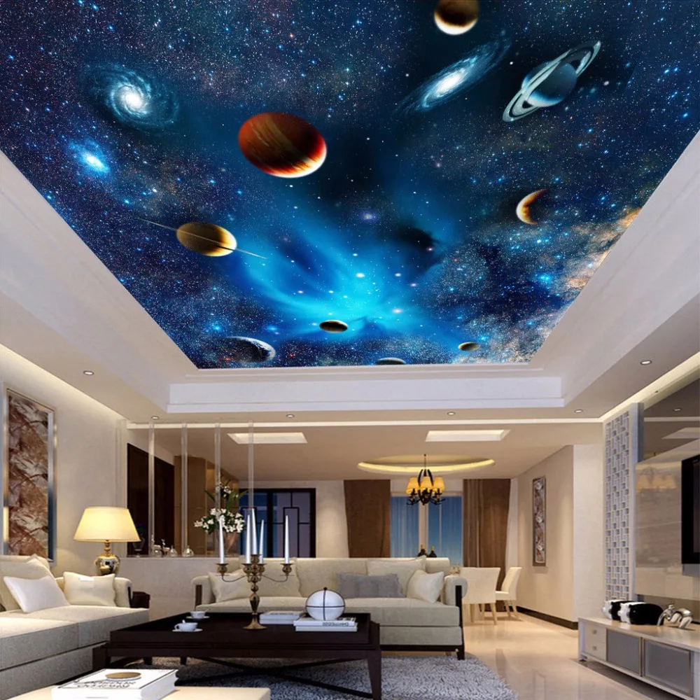 Вселенная, космос, планета ночное небо звезды фотообои для детской спальни гостиной потолок Настенный декор Нетканые пользовательские 3D обои