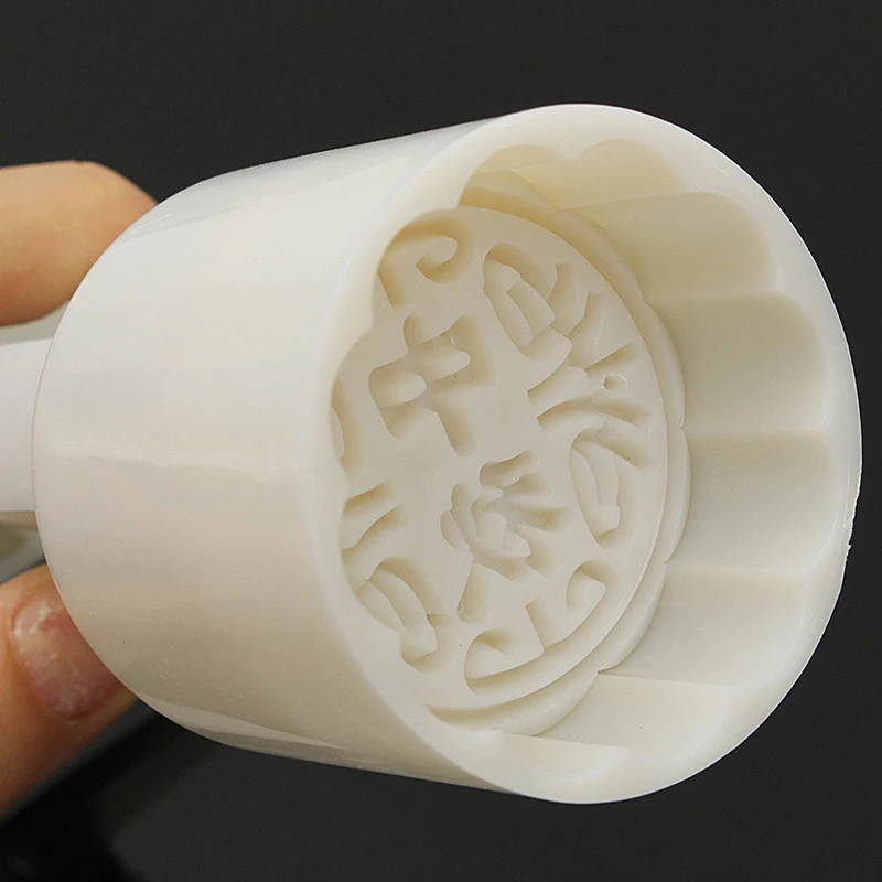 JX-LCLYL New 50g Round Flower Mooncake Mould 6 Stamps Moon Cake Decor Baking Tool