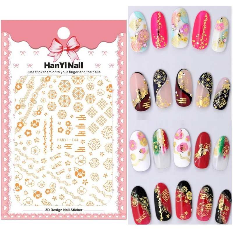 Fashion Gold Color Nail Sticker Decals Gel Polish Nail Art Decoration Self Adhesive Nagel Sticksers For Nail Decoration