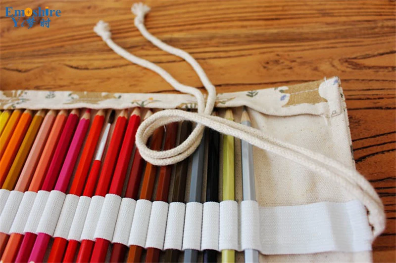 Emoshire Trolley cotton canvas pure handmade cloth curtains small tree seedlings section fresh large capacity pencil pencil case (8)
