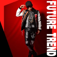 S-5XL! мужская одежда Модная тонкая GD патч сплайсированные бейсбольная форма кожаная куртка певица pus Размер Костюмы для выступлений