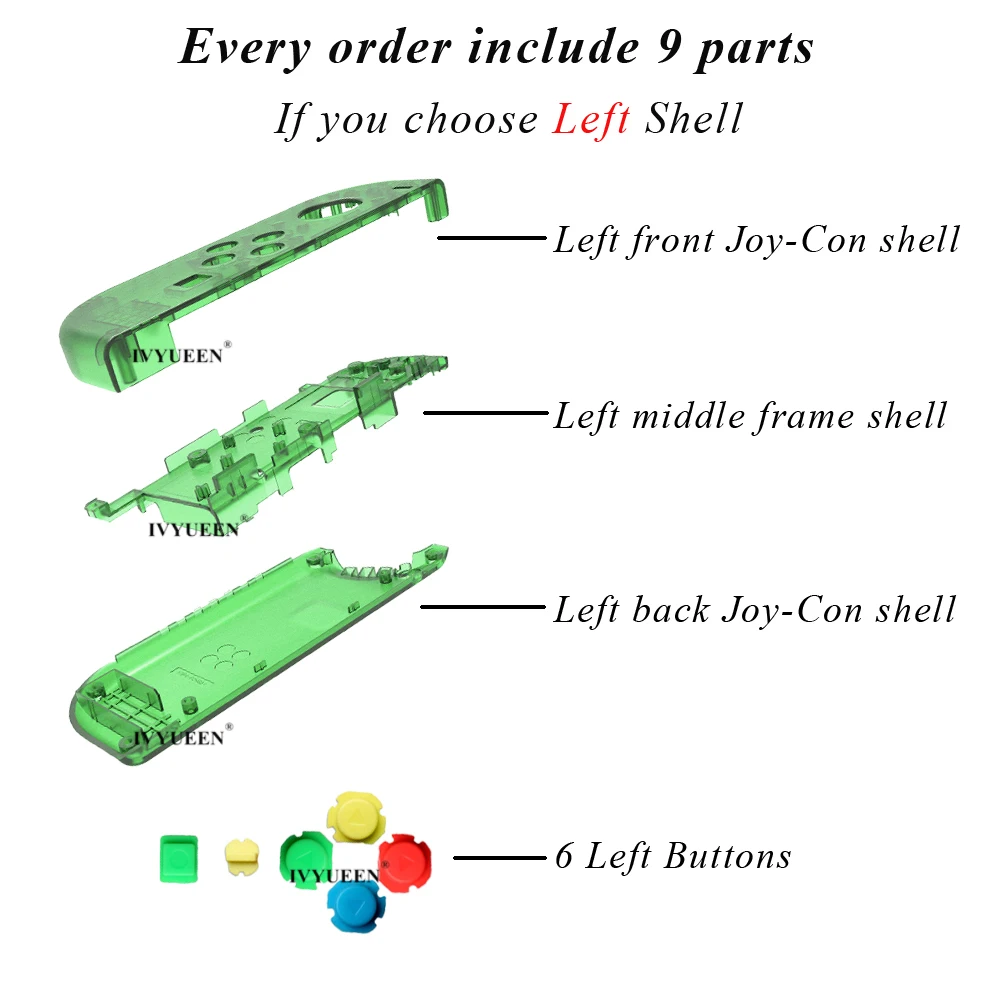 IVYUEEN для Joy Con, сменный корпус, прозрачный чехол, чехол для переключения, консоль Joy-Con с кнопками ABXY