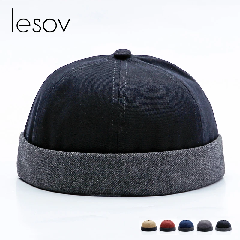 Lesov Mens Skull Cap Winter Hat Men Brimless Hats Vintage Breathable